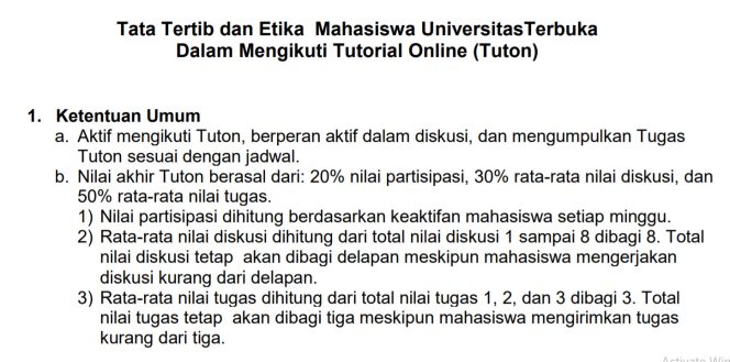 Tata Tertib dan Etika Mahasiswa Universitas Terbuka Dalam Mengikuti Tutorial Online (Tuton)