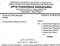 Pemberitahuan Vaksinasi Covid-19 di Kabupaten Tasikmalaya