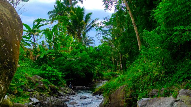 4K Relax nature, Beautiful River Village in Indonesia