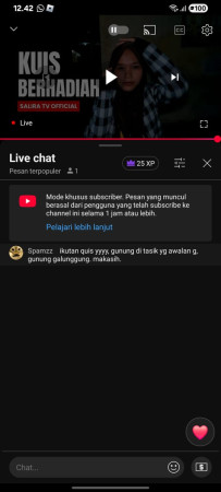 Ambil screenshot seperti ini setelah Sobat mengirimkan jawaban di live chat