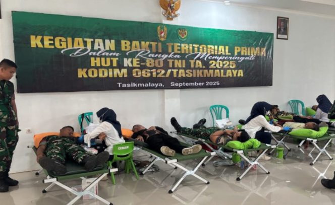 Donor Darah di Kodim 0612/Tasikmalaya: Wujud Nyata Kepedulian Prajurit TNI pada HUT ke-80