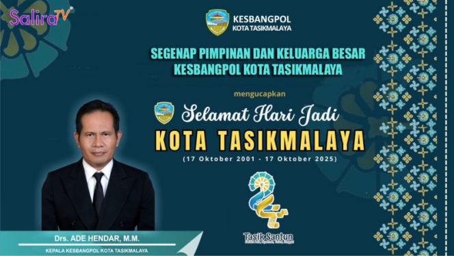 
					Ucapan Selamat Hari Jadi ke-24 Kota Tasikmalaya dari Kepala Kesbangpol Kota Tasikmalaya, Drs. Ade Hendar, M.M.