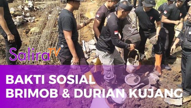Brimob dan Durian Kujang ikut Bakti Sosial pembangunan asrama baru Pesantren Mihwarul Ulum Tasikmalaya