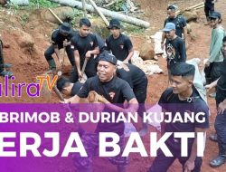 SatBrimob dan Kedai Durian Kujang Ikut Serta dalam Kerja Bakti di Pesantren Pasir Atas Angin