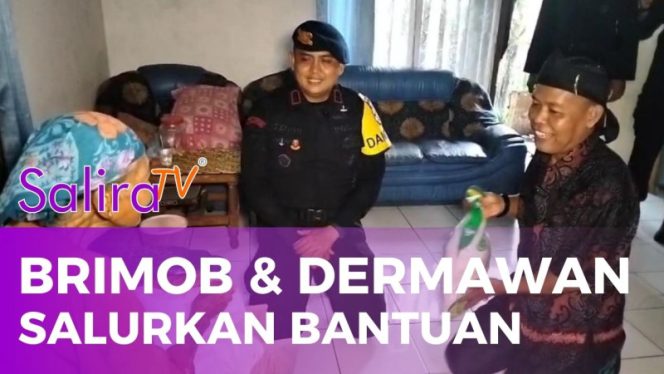 Brimob Batalyon D Pelopor Polda Jabar Bersama Tokoh Dermawan Salurkan Bantuan di Rajapolah