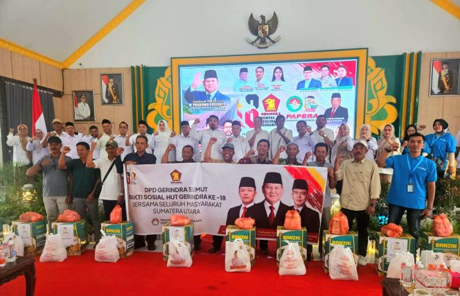 PAPERA Sumut Gelar Bakti Sosial HUT Gerindra Ke-18 Di Langkat