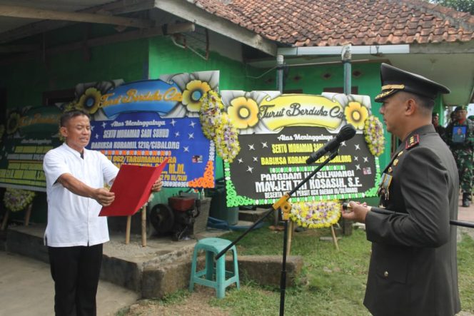 Dandim 0612/Tasikmalaya Pimpin Upacara Pemakaman Militer Sertu Muhammad Sadi Suhud