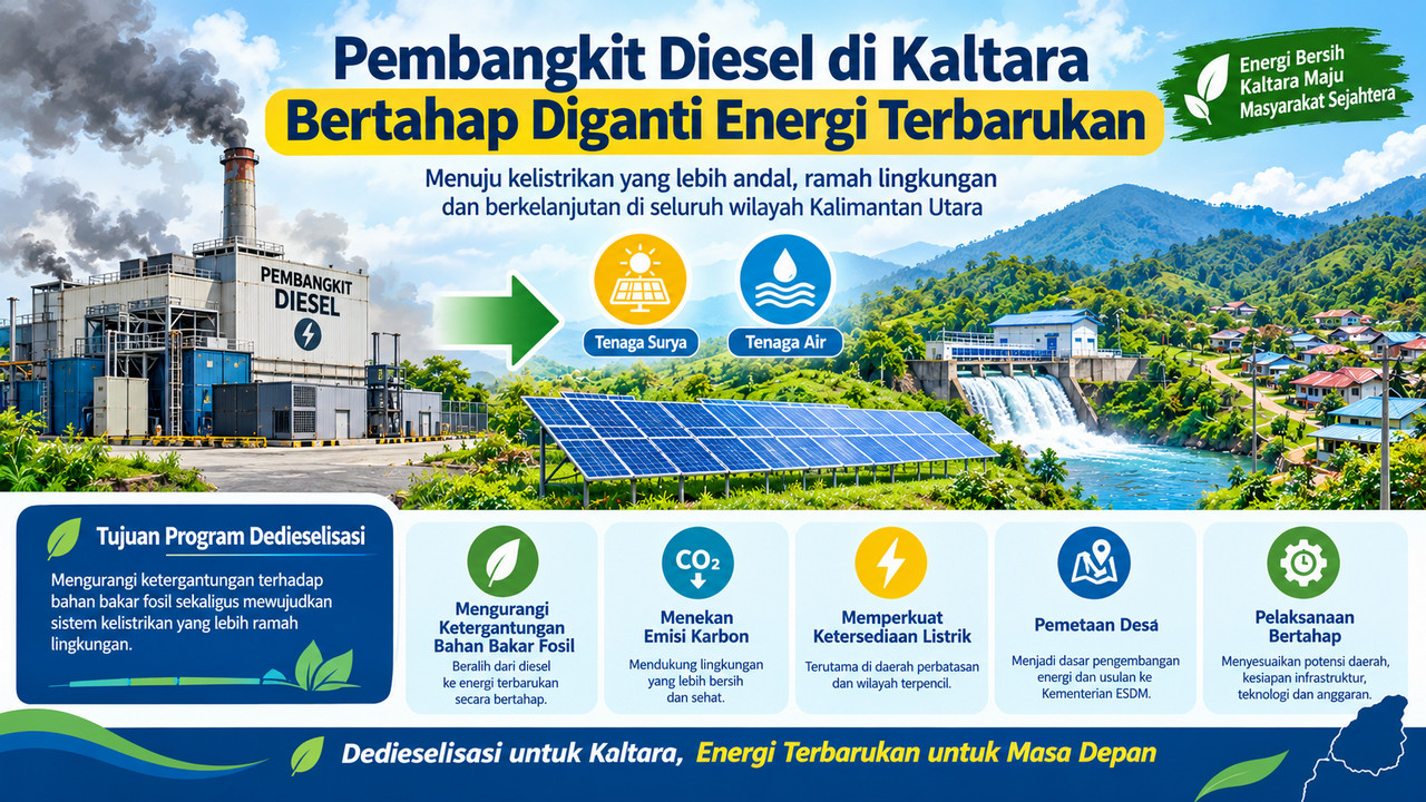 Pembangkit Diesel di Kaltara Bertahap Diganti Energi Terbarukan